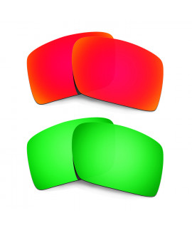 Hkuco Mens Replacement Lenses For Oakley Eyepatch 2 Red/Emerald Green Sunglasses